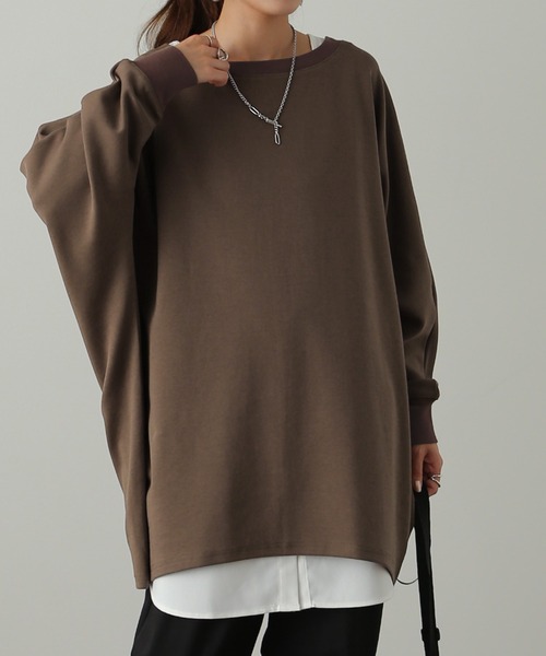 HUG.U(ハグユー)の「『本気の体型カバー』ロンT(Tシャツ/カットソー・レディース・ブラック/カーキ/チョコ/スモークピンク・FREE)」の7枚目の写真