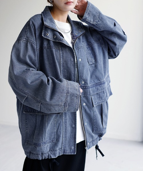 HUG.U（ハグユー）の「カジュアルデニムジャケット（デニムジャケット・レディース・インディゴブルー/ブラック・FREE）」の4枚目の写真