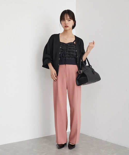 VIS（ビス）の「【アンチピリング/洗える】美smart Vネックホックデザインカーディガン（カーディガン/ボレロ・レディース・ブラック/オフホワイト/ピンク/ブルー系その他4・FREE）」の8枚目の写真