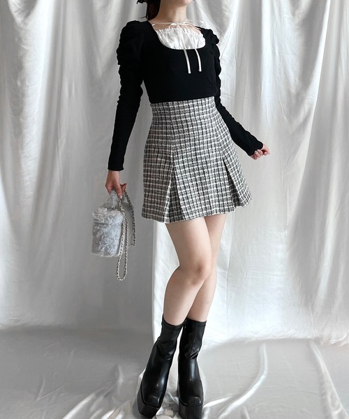 NOMAE（ノーマエ）の「【長袖で再登場!!】フリルレイヤード長袖トップス（Tシャツ/カットソー・レディース・ブラック/ネイビー/ブラウン/グレー/ブラック系その他・FREE）」の12枚目の写真