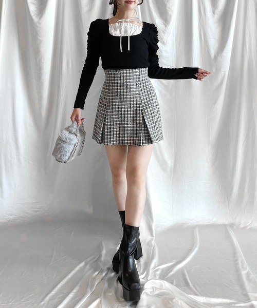 NOMAE（ノーマエ）の「【長袖で再登場!!】フリルレイヤード長袖トップス（Tシャツ/カットソー・レディース・ブラック/ネイビー/ブラウン/グレー/ブラック系その他・FREE）」の11枚目の写真