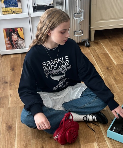 Birthday room（バースデイルーム）の「オーバーサイズハートロゴスウェット / over size heart logo sweat（スウェット・レディース・ピンク/ネイビー/アイボリー/グレー・FREE）」の3枚目の写真