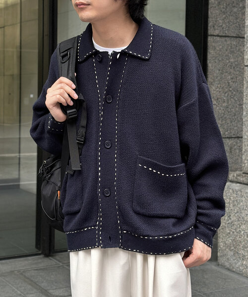 t*o様 〈完売品〉CPCM ハンドステッチ襟付きカーディガン CPCM（シーピーシーエム）の「ハンドステッチ襟付きカーディガン