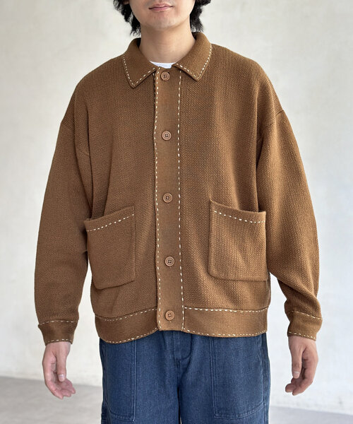 CPCM（シーピーシーエム）の「ハンドステッチ襟付きカーディガン