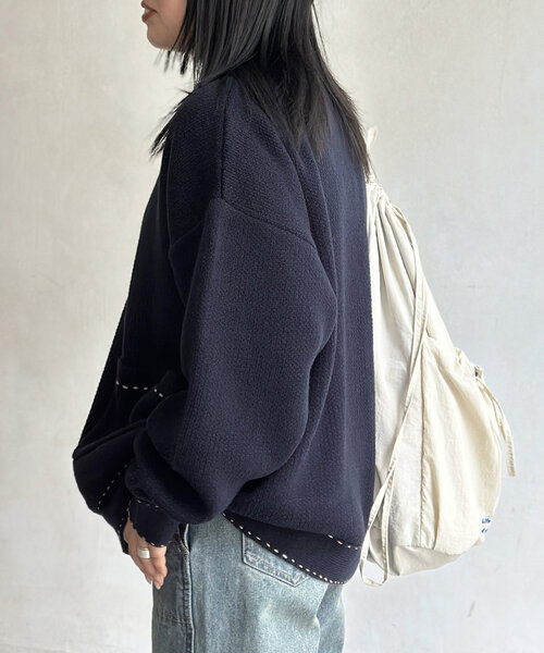 セール】ハンドステッチ襟付きカーディガン（カーディガン