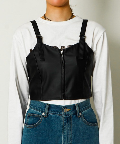 GORGE（ゴージ）の「合皮ZIPビスチェ（ベスト）」 - WEAR