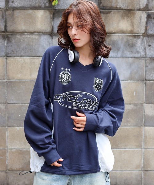 SPINNS（スピンズ）の「ストリート＆グランジ/ゲームシャツデザインスウェット（スウェット・メンズ・ブラック/ネイビー/オフホワイト/ブラウン・ONESIZE）」の22枚目の写真