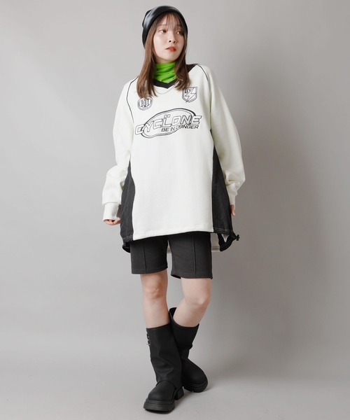 SPINNS（スピンズ）の「ストリート＆グランジ/ゲームシャツデザインスウェット（スウェット・メンズ・ブラック/ネイビー/オフホワイト/ブラウン・ONESIZE）」の10枚目の写真