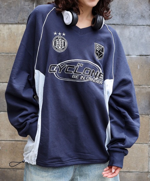 SPINNS（スピンズ）の「ストリート＆グランジ/ゲームシャツデザインスウェット（スウェット・メンズ・ブラック/ネイビー/オフホワイト/ブラウン・ONESIZE）」の13枚目の写真