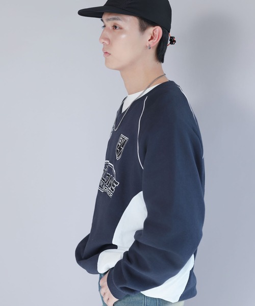 SPINNS（スピンズ）の「ストリート＆グランジ/ゲームシャツデザインスウェット（スウェット・メンズ・ブラック/ネイビー/オフホワイト/ブラウン・ONESIZE）」の14枚目の写真