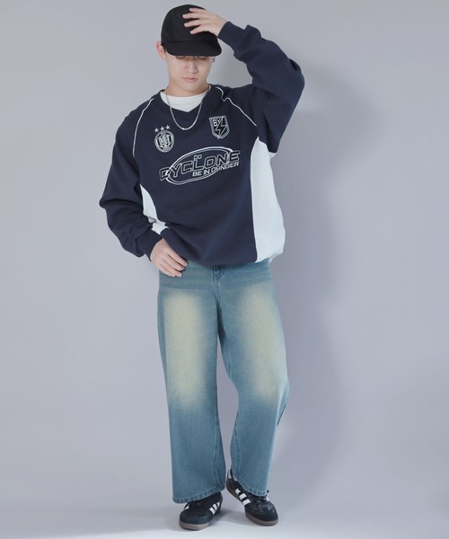 SPINNS（スピンズ）の「ストリート＆グランジ/ゲームシャツデザインスウェット（スウェット・メンズ・ブラック/ネイビー/オフホワイト/ブラウン・ONESIZE）」の17枚目の写真