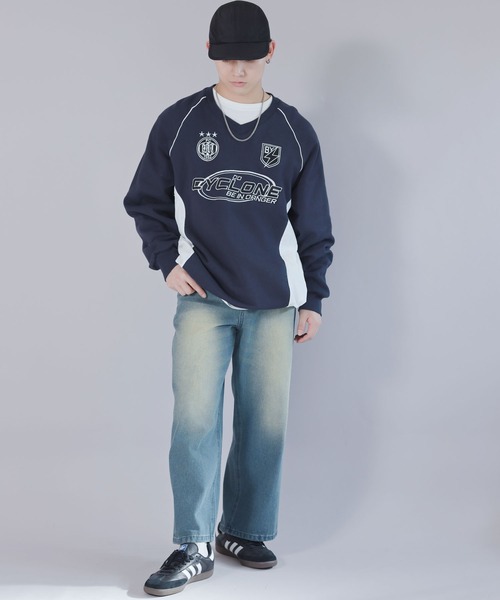 SPINNS（スピンズ）の「ストリート＆グランジ/ゲームシャツデザインスウェット（スウェット・メンズ・ブラック/ネイビー/オフホワイト/ブラウン・ONESIZE）」の20枚目の写真