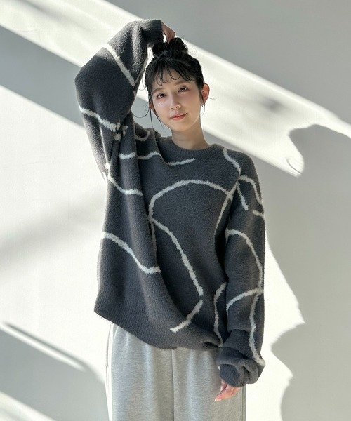 AS KNOW AS plus（アズノゥアズプラス）の「◇選んでアソートデザイン ゆるっとシャギーニットプルオーバー（ニット/セーター・レディース・グレー系/ブラウン系その他/ブラック系/ブルー系その他/アイボリー系/ブルー系その他2/ブラック系その他2・FREE）」の15枚目の写真