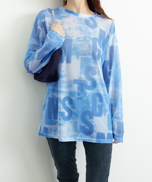 Miniministore(ミニミニストア)の「シアートップス 長袖レディースカットソー(Tシャツ/カットソー・レディース・イエロー×グリーン/ブルー・FREE)」の11枚目の写真