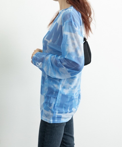 Miniministore(ミニミニストア)の「シアートップス 長袖レディースカットソー(Tシャツ/カットソー・レディース・イエロー×グリーン/ブルー・FREE)」の12枚目の写真