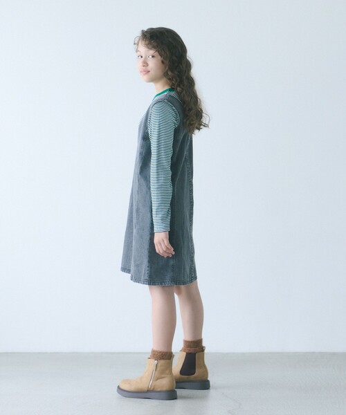 green label relaxing（グリーンレーベルリラクシング）の「サイドジップゴアブーツ / キッズ 22cm-23cm（ブーツ・キッズ・ベージュ/ブラック・22cm/23cm）」の7枚目の写真