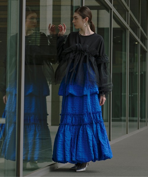 Jacquard check 2way バルーンレイヤードスカート（スカート