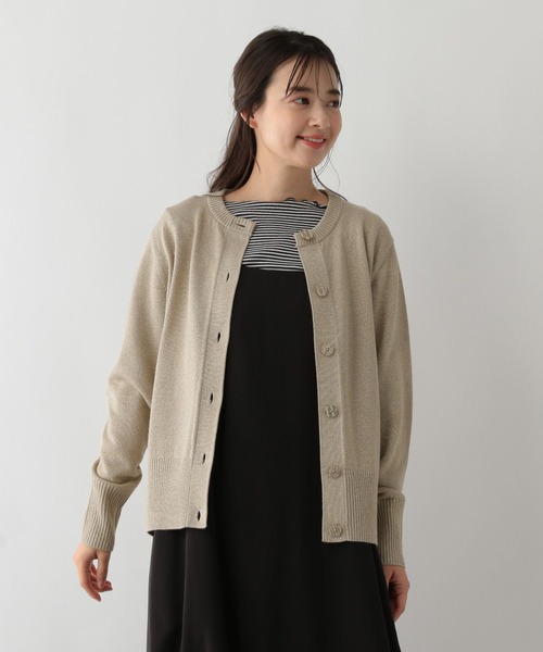 GLOBAL WORK Smile Seed Store（グローバルワーク スマイルシードストア）の「お手入れラクラククルーカーディガン/116058（カーディガン/ボレロ・レディース・ブラック系その他/ブラック×ホワイト/ブルー系その他6/ゴールド系その他・MEDIUM/X-LARGE/SMALL/LARGE）」の4枚目の写真