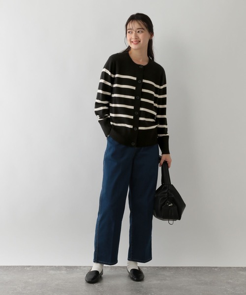 GLOBAL WORK Smile Seed Store（グローバルワーク スマイルシードストア）の「お手入れラクラククルーカーディガン/116058（カーディガン/ボレロ・レディース・ブラック系その他/ブラック×ホワイト/ブルー系その他6/ゴールド系その他・MEDIUM/X-LARGE/SMALL/LARGE）」の7枚目の写真