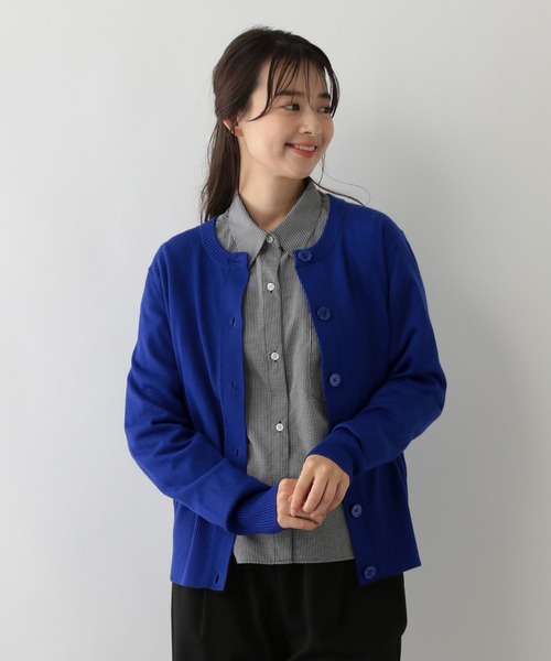 GLOBAL WORK Smile Seed Store（グローバルワーク スマイルシードストア）の「お手入れラクラククルーカーディガン/116058（カーディガン/ボレロ・レディース・ブラック系その他/ブラック×ホワイト/ブルー系その他6/ゴールド系その他・MEDIUM/X-LARGE/SMALL/LARGE）」の9枚目の写真