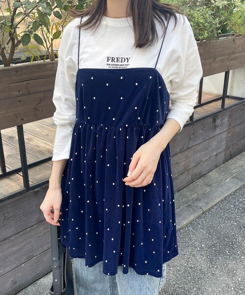 fredy emue（フレディエミュ）の「《セットアップ対応》ベロアドット刺繍キャミブラウス（キャミソール・レディース・ブラック系その他/ブルー系その他・38）」の20枚目の写真