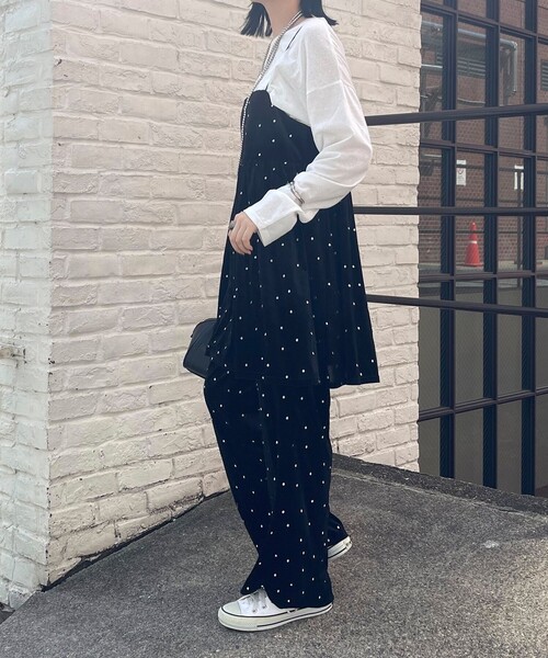 fredy emue（フレディエミュ）の「《セットアップ対応》ベロアドット刺繍キャミブラウス（キャミソール・レディース・ブラック系その他/ブルー系その他・38）」の3枚目の写真