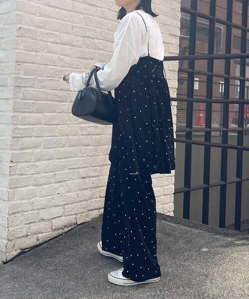 fredy emue（フレディエミュ）の「《セットアップ対応》ベロアドット刺繍キャミブラウス（キャミソール・レディース・ブラック系その他/ブルー系その他・38）」の4枚目の写真