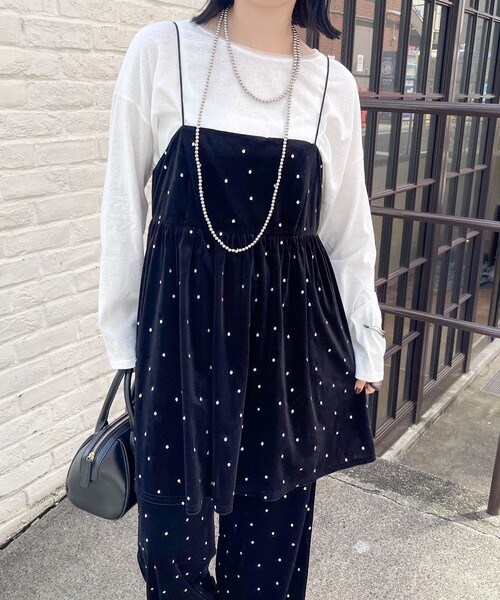 fredy emue（フレディエミュ）の「《セットアップ対応》ベロアドット刺繍キャミブラウス（キャミソール・レディース・ブラック系その他/ブルー系その他・38）」の10枚目の写真