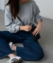 ボートネック ポンチ長袖プルオーバー/トップス