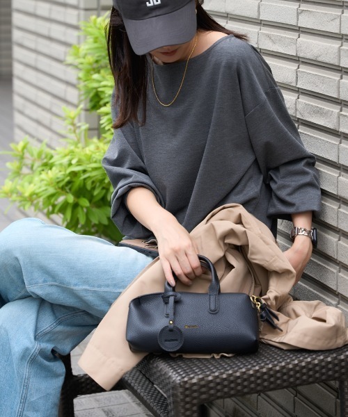 ボートネック ポンチ長袖プルオーバー/トップス（Tシャツ/カットソー