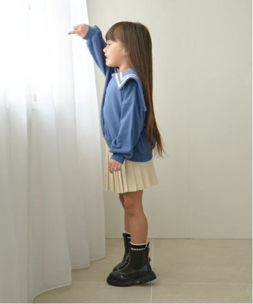 Lycee mine（リセマイン）の「【毛玉バイバイ裏毛】セーラーカラースウェット（スウェット・キッズ・ライトピンク/トップグレー/オートミール/ダークブルー・100cm/110cm/120cm/130cm/140cm/150cm）」の17枚目の写真