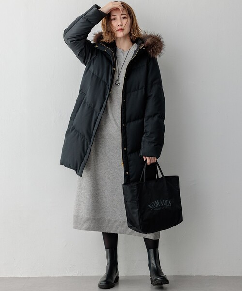 23区(ニジュウサンク)の「【撥水加工】TWツイル ロングダウンコート(ダウンジャケット/コート・レディース・グレー系/ブラック系・44/46/48)」の15枚目の写真