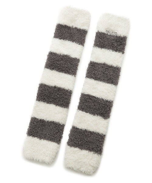 gelato pique（ジェラートピケ）の「ジェラート2ボーダーレッグウォーマー（レッグウォーマー・レディース・チャコールグレー/ブルー/ピンク/イエロー・FREE）」の2枚目の写真