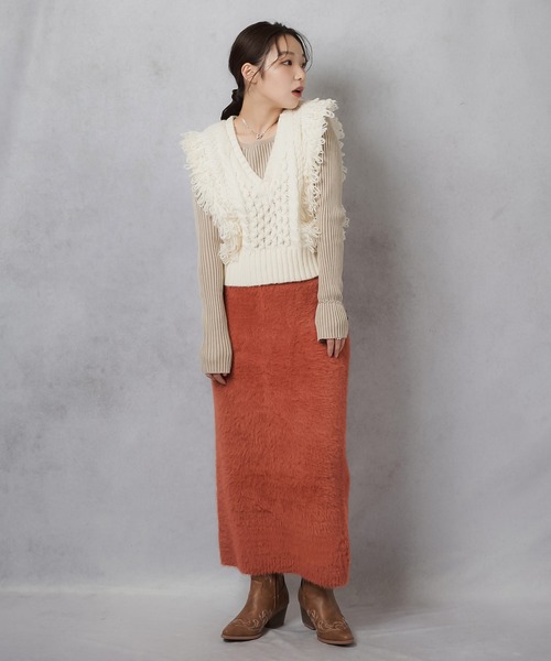 Lull(ルル)の「【Lull / ルル】フェザーニットスカート(スカート・レディース・ブラック/キナリ/テラコッタ・ONESIZE)」の19枚目の写真