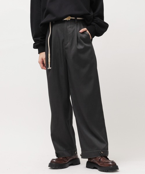 DOUBLE NAME(ダブルネーム)の「裾ボタンパンツ/ユニセックス(スラックス・レディース・ブラック/ネイビー系/グリーン系/ベージュ・FREE)」の9枚目の写真