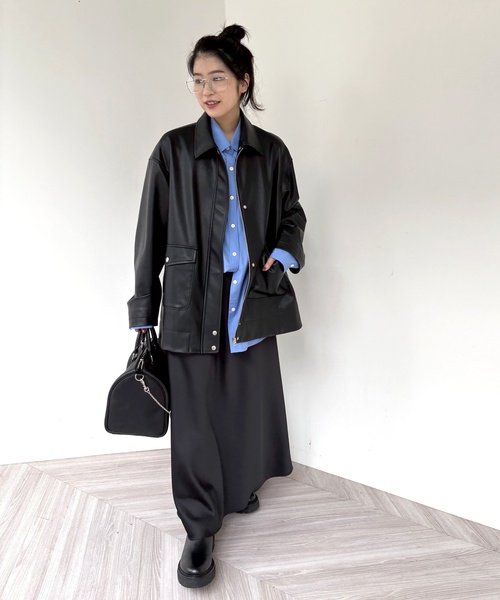 POCO☆❗️AP STUDIO レザー風ジャケット 黒❁0114 AP STUDIO レザー風ジャケット 黒❁0114