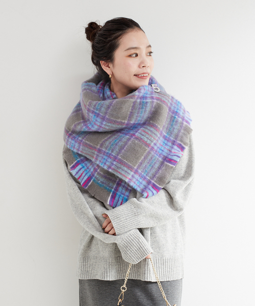 B.C STOCK（ベーセーストック）の「チェックブークレマフラー（マフラー・レディース・ブラック系その他/グリーン/イエロー/ブラウン・FREE）」の8枚目の写真