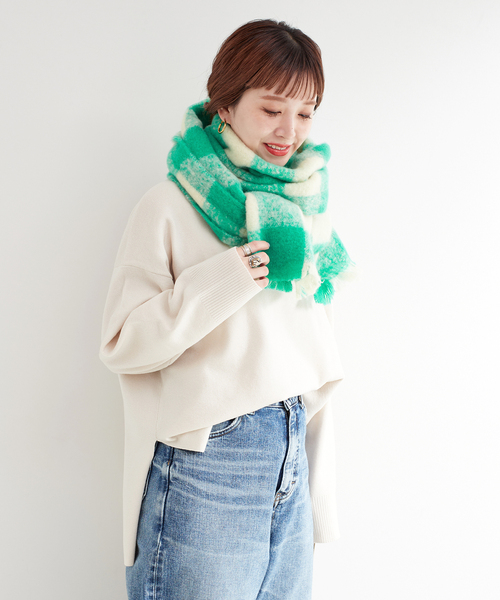 B.C STOCK（ベーセーストック）の「チェックブークレマフラー（マフラー・レディース・ブラック系その他/グリーン/イエロー/ブラウン・FREE）」の18枚目の写真