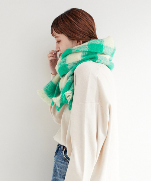 B.C STOCK（ベーセーストック）の「チェックブークレマフラー（マフラー・レディース・ブラック系その他/グリーン/イエロー/ブラウン・FREE）」の19枚目の写真