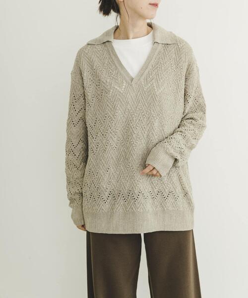 ITEMS URBANRESEARCH(アイテムズ アーバンリサーチ)の「スキッパーニットプルオーバー(ニット/セーター・レディース・ホワイト系その他/ブルー系その他・FREE)」の6枚目の写真
