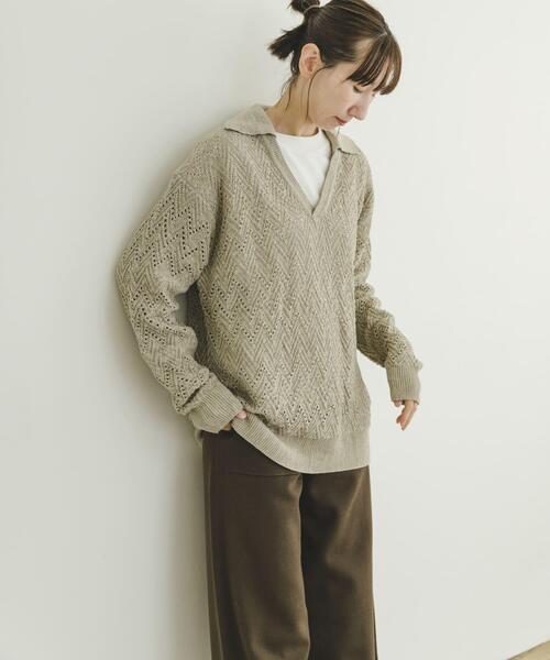 ITEMS URBANRESEARCH(アイテムズ アーバンリサーチ)の「スキッパーニットプルオーバー(ニット/セーター・レディース・ホワイト系その他/ブルー系その他・FREE)」の8枚目の写真