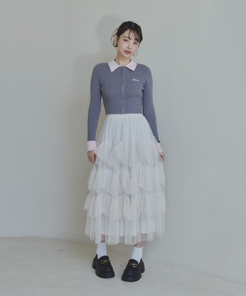 Lallana(ララーナ)の「配色ショートカーデ(カーディガン/ボレロ・レディース・ブラウン/ブルー/グレー・SMALL/FREE)」の7枚目の写真