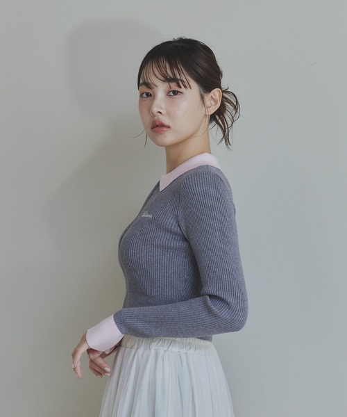 Lallana(ララーナ)の「配色ショートカーデ(カーディガン/ボレロ・レディース・ブラウン/ブルー/グレー・SMALL/FREE)」の10枚目の写真