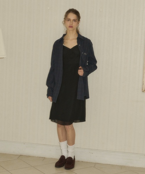 chiffon switching midi dress / シフォンスイッチングミディ