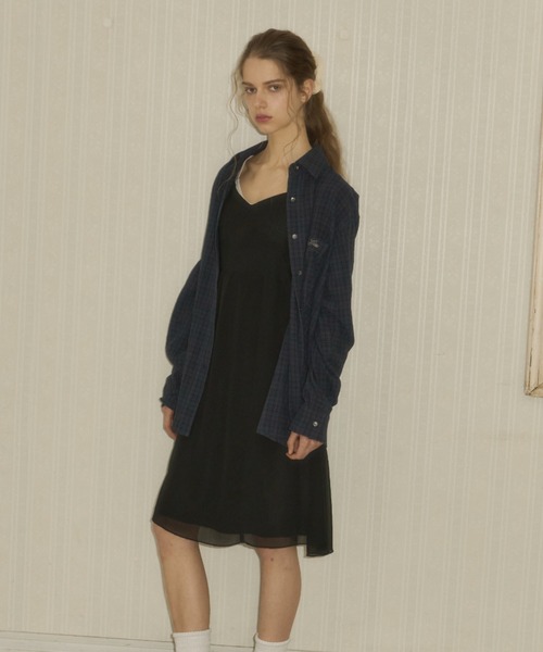 GIUNON ワンピース chiffon switching midi dress / シフォン