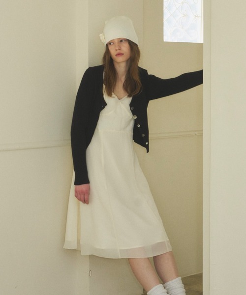 chiffon switching midi dress / シフォンスイッチングミディ