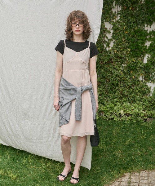 GIUNON ワンピース chiffon switching midi dress / シフォン