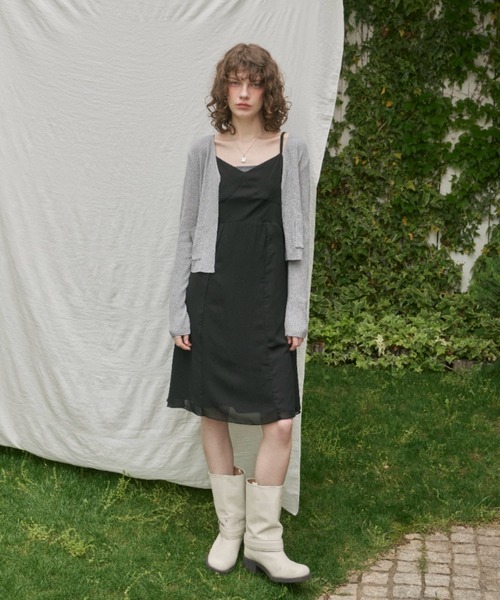セール】chiffon switching midi dress / シフォンスイッチング