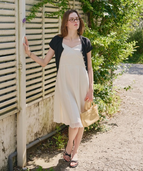 セール】chiffon switching midi dress / シフォンスイッチング