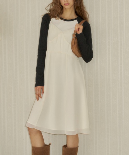 GIUNON シフォンスイッチングミディドレス chiffon switching midi dress / シフォンスイッチングミディ